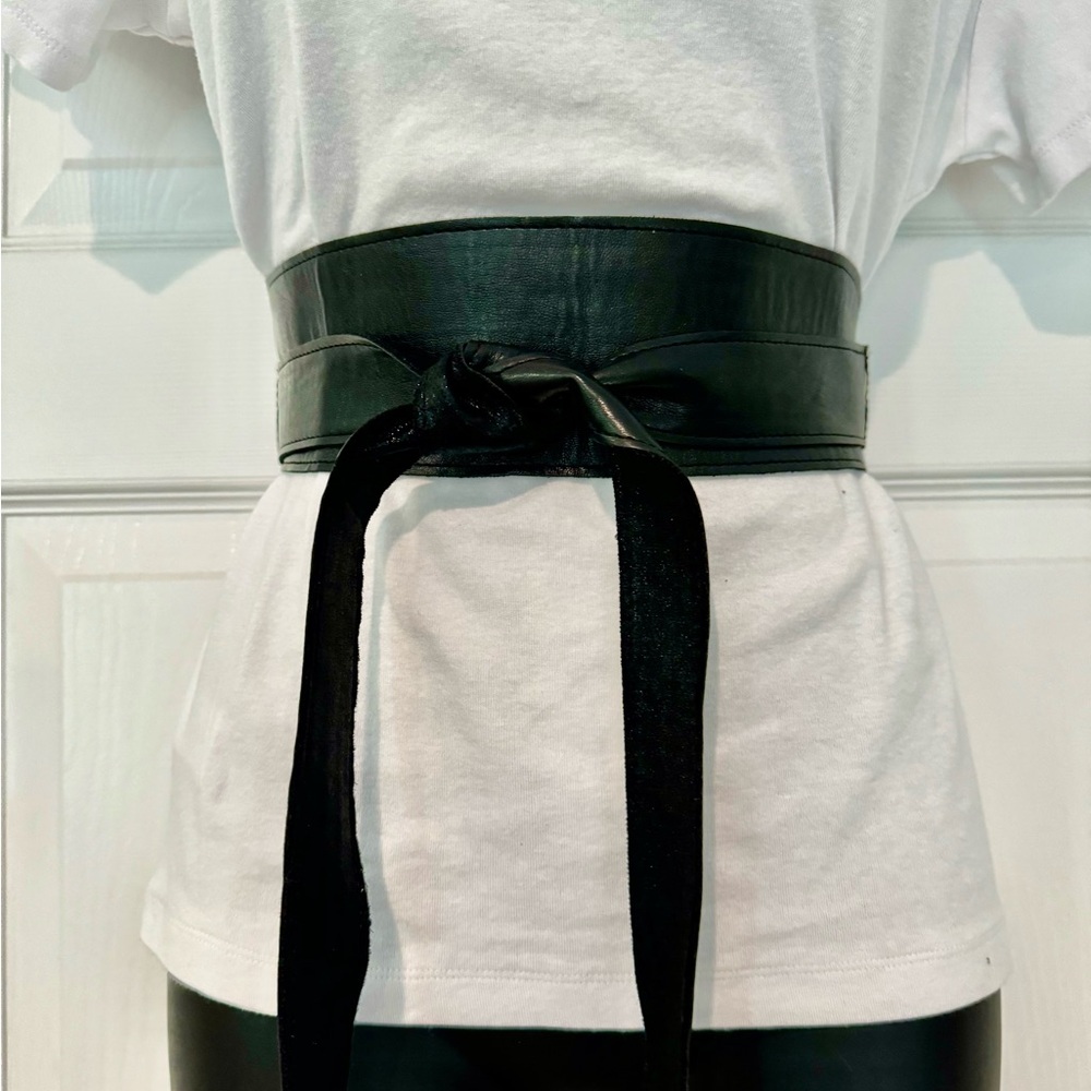 Black NY & Co Wide Reversible Obi Waist Belt -